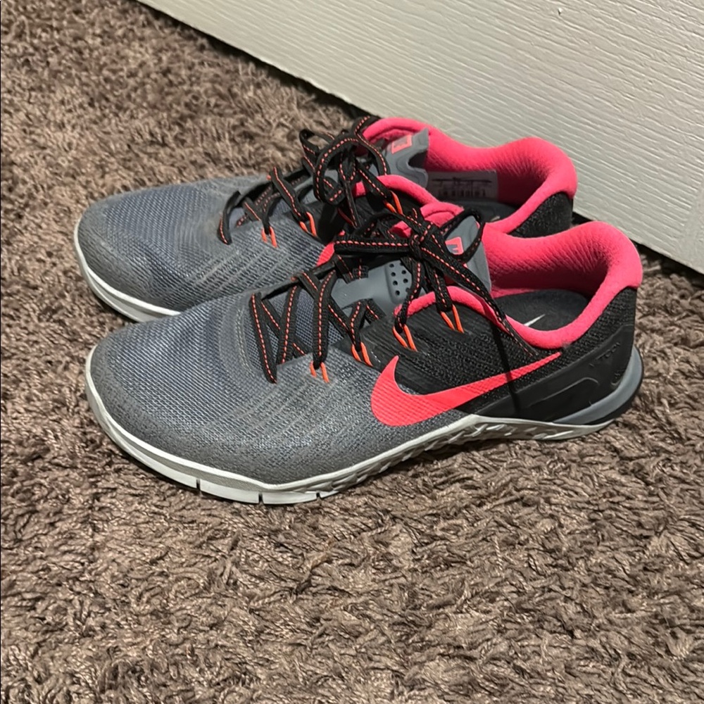Nike Gray and Pink Athletic Shoes with Padded Collar
